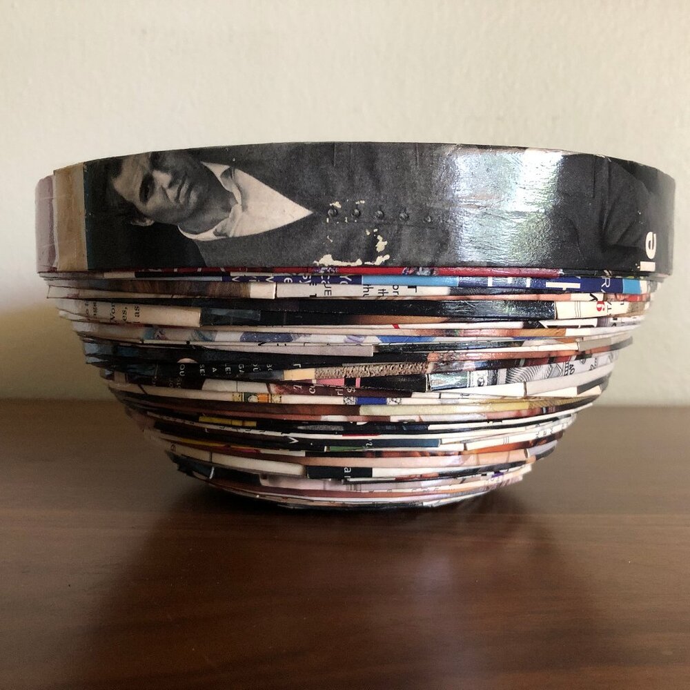 Handmade Upcycled Coiled Decorative Magazine Bowl